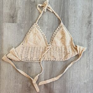 Kendall & Kylie Cream Crochet Halter